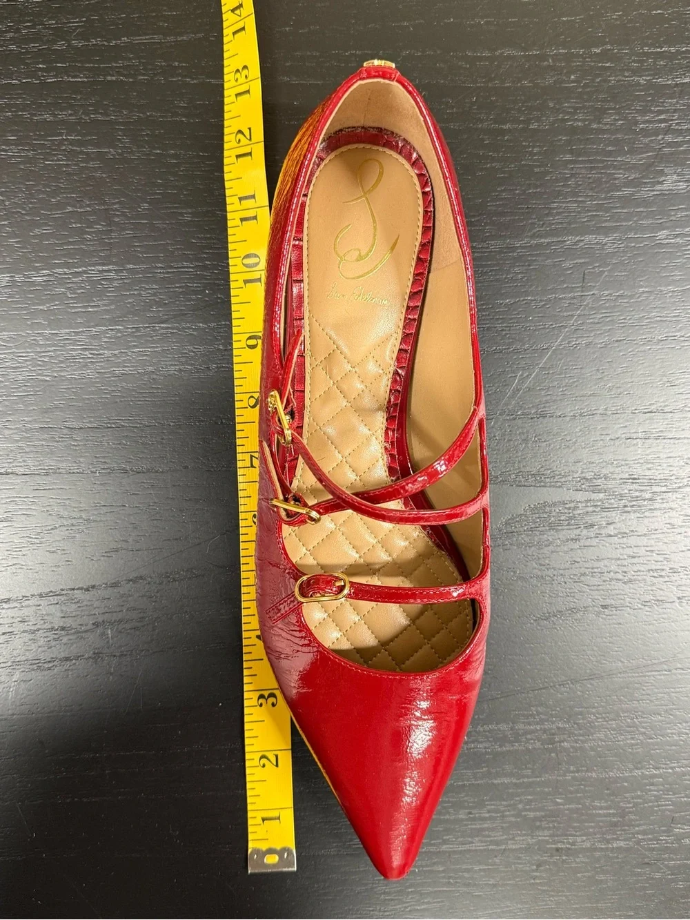Sam Edelman Red Patent Pointed-Toe Triple-Strap Flats